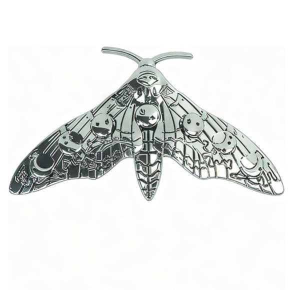 Gothic Silvery Moth Hair Pin - Picture 3 of 8